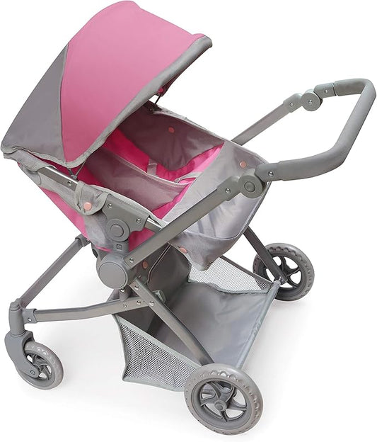 Badger Basket Voyage Twin Carriage Doll Stroller for 18 to 20-Inch Dolls with Rotating Pram Handle and Storage Features – Perfect for Little Mommies on The Go!