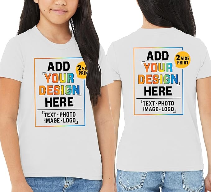 TEEAMORE Custom Front & Back Print T-Shirt Hoodie Sweatshirt Long Sleeve Tank Top with Your Image for Men Women Kids Baby