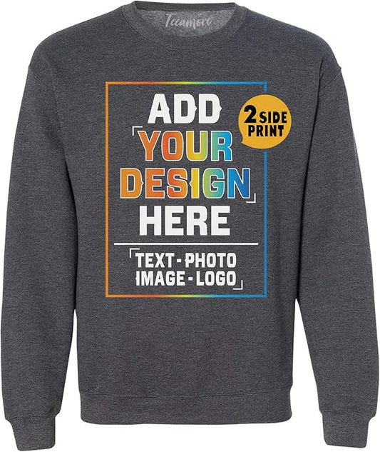 TEEAMORE Custom Front & Back Print T-Shirt Hoodie Sweatshirt Long Sleeve Tank Top with Your Image for Men Women Kids Baby
