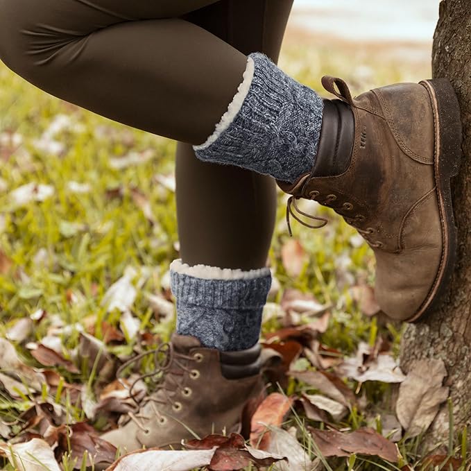 Tough Land Slipper Socks for Women with Grippers Non Slip, Sherpa Lined Slipper Socks