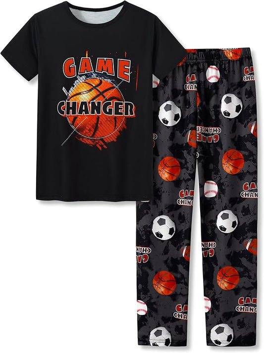 Beezizac Little Big Boys Pajamas Cozy Short Sleeves & Pants Cool 2-Piece PJ Set Kid Sleepwear Size 6-18