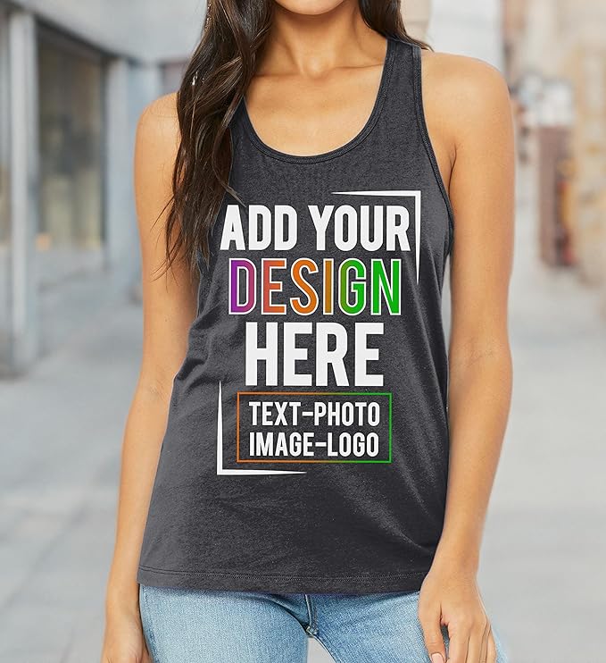 TEEAMORE Custom Front & Back Print T-Shirt Hoodie Sweatshirt Long Sleeve Tank Top with Your Image for Men Women Kids Baby