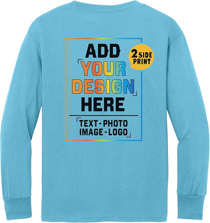 TEEAMORE Custom Front & Back Print T-Shirt Hoodie Sweatshirt Long Sleeve Tank Top with Your Image for Men Women Kids Baby