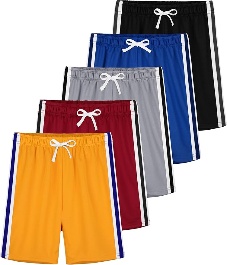 5 Pack Boys Shorts Boys Athletic Basketball Mesh Kids Soccer Gym Shorts Clothes Quick Dry Active Sports Shorts