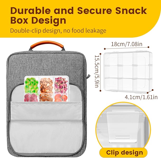 AQSXO 1 Pcs Snack Box Container, 9 Compartments Snack Containers Reusable Meal Prep Lunch Containers.