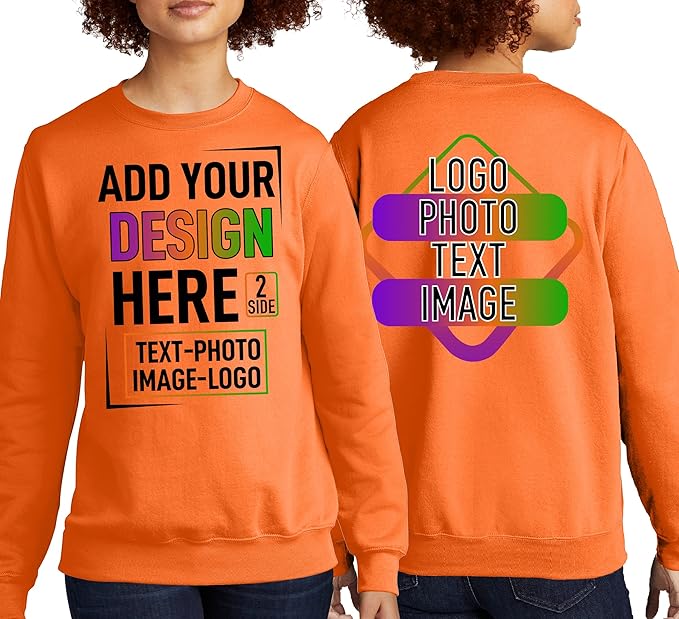 TEEAMORE Custom Front & Back Print T-Shirt Hoodie Sweatshirt Long Sleeve Tank Top with Your Image for Men Women Kids Baby