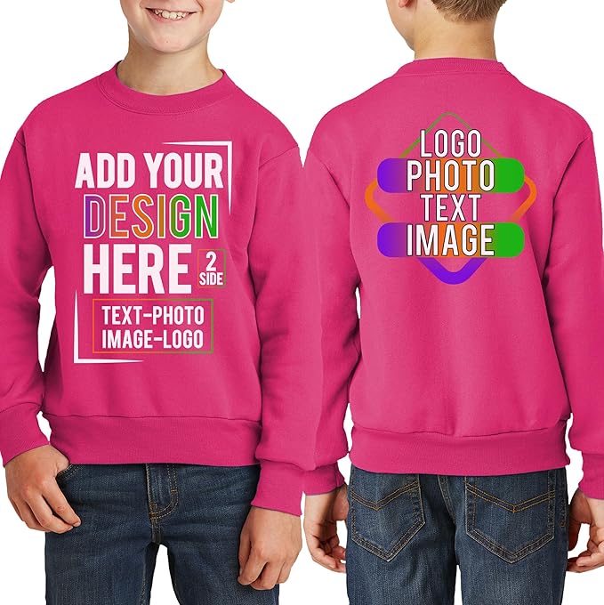 TEEAMORE Custom Front & Back Print T-Shirt Hoodie Sweatshirt Long Sleeve Tank Top with Your Image for Men Women Kids Baby