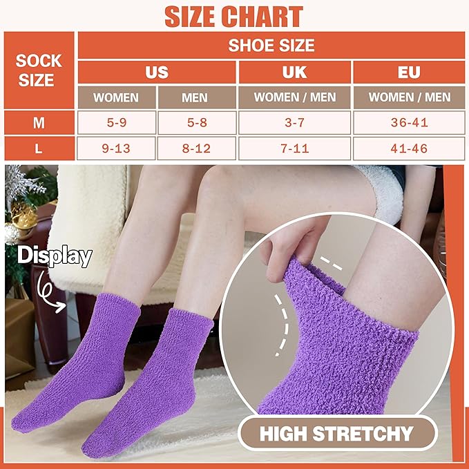 Fuzzy Socks Fluffy Thick Warm Winter Soft Cozy Plush Sleep Home Fleece Cabin Soft House Socks for Women Men