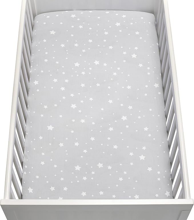 Newton Baby Fitted Dual Layer Crib Sheet (2-Pack) - Ultra Breathable and Soft, Organic Gauze, Fits All Standard Cribs, Stardust Grey & Plain White
