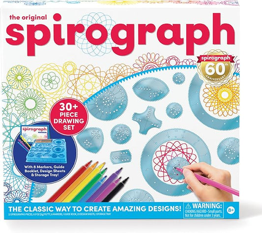 Spirograph with Markers, Arts and Crafts, Kids Toys, Art Supplies, Craft Supplies, Drawing Kit, Spiral Art, Classic Gear Design Kit, Markers, Design Sheet Included, Ages 8+