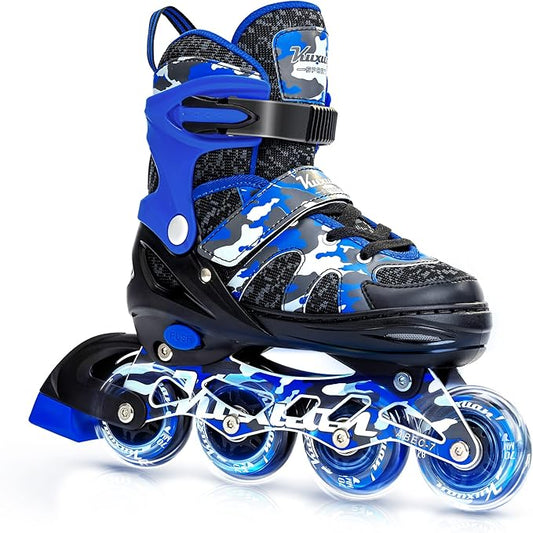 Kuxuan Boys Adjustable Inline Skates with Light up Wheels, Fun Illuminating Skates for Kids Girls Youth