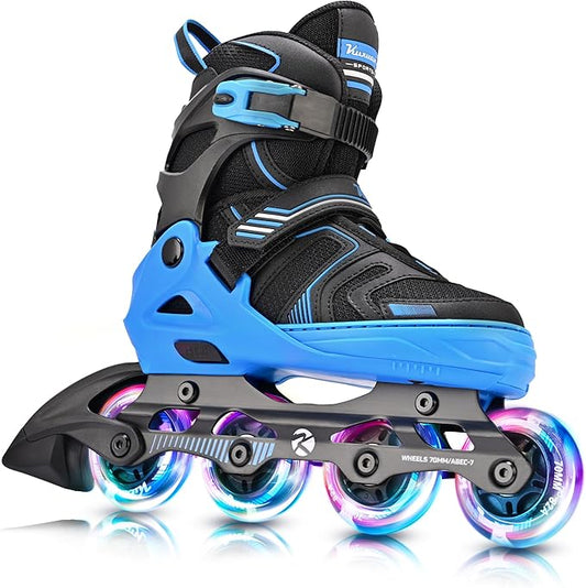 Kuxuan Skates Adjustable Inline Skates for Boys Girls, Kids Roller Skates Ages 4-12 with Light Up Wheels, Teen Skates for Beginner Women