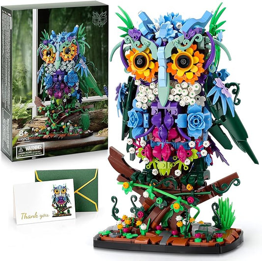 JOJO&Peach Floral Owl Toy Building Sets for Girls, MOC Flower & Animal Collectible Home Decor and Office Art, Mother's Day Birthday Gifts Toys for Women Adults and Teens Age 8 10 12 14+ (1193 Pieces)