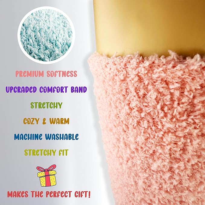 Fuzzy Socks 12 Pairs Fluffy Cozy Soft Womens Girls Plush Warm Sleep House Sock Winter Holiday Bulk Pack