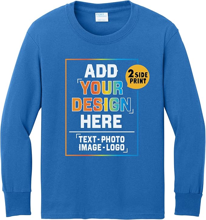 TEEAMORE Custom Front & Back Print T-Shirt Hoodie Sweatshirt Long Sleeve Tank Top with Your Image for Men Women Kids Baby