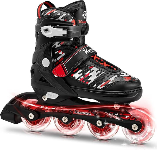 Adjustable Inline Skates for Kids and Teens, Boys Girls Women Beginner Fun Illuminating Skates Outdoor and Indoor