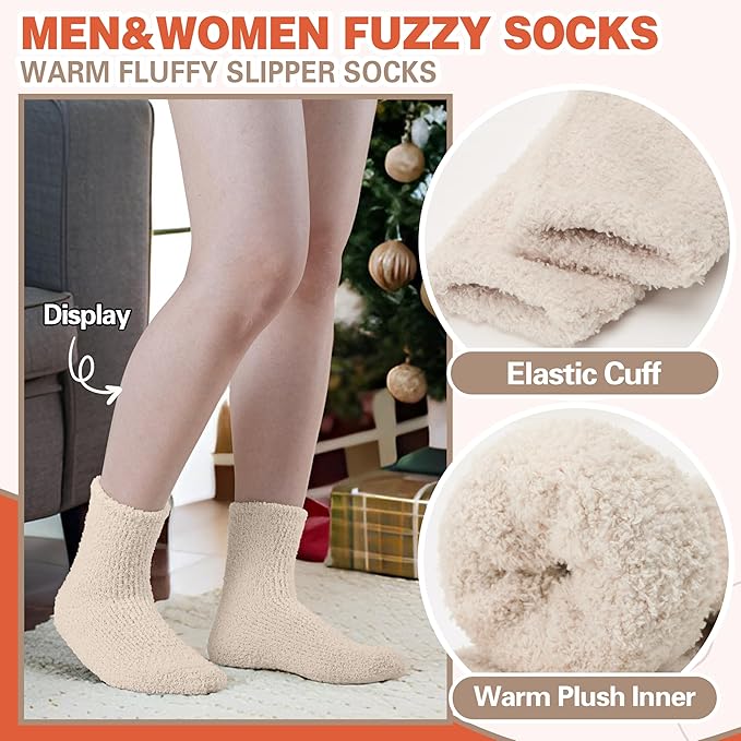 Fuzzy Socks Fluffy Thick Warm Winter Soft Cozy Plush Sleep Home Fleece Cabin Soft House Socks for Women Men