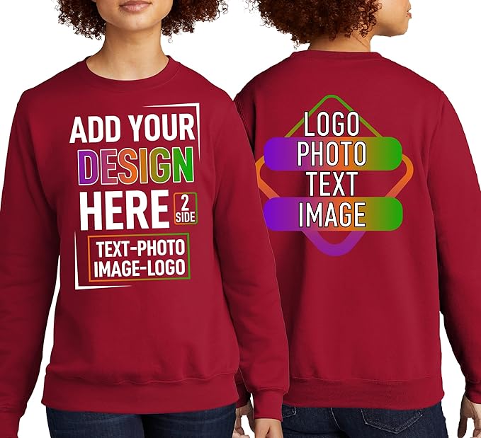 TEEAMORE Custom Front & Back Print T-Shirt Hoodie Sweatshirt Long Sleeve Tank Top with Your Image for Men Women Kids Baby