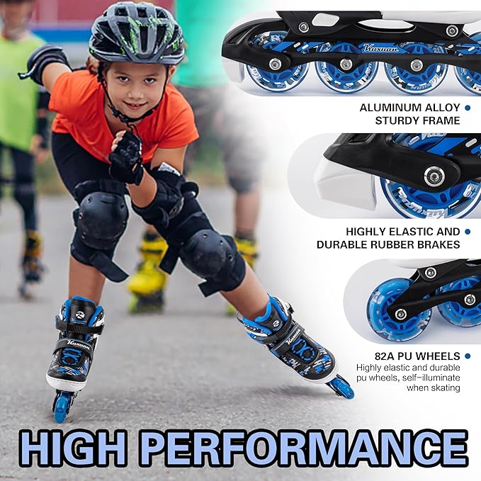 Adjustable Inline Skates for Kids and Teens, Boys Girls Women Beginner Fun Illuminating Skates Outdoor and Indoor