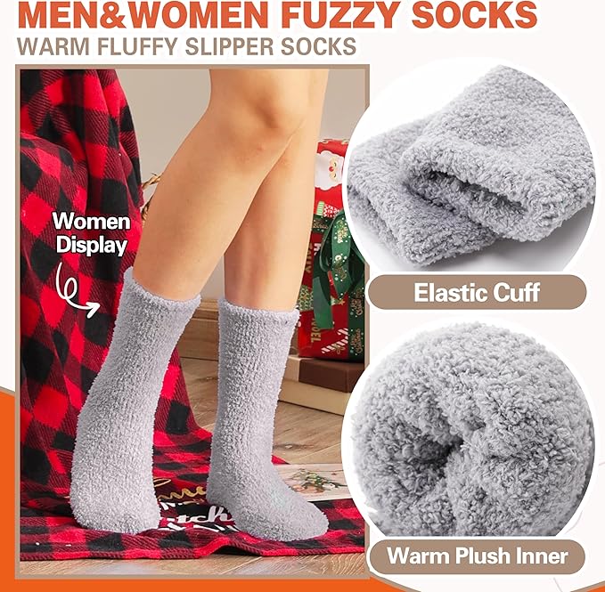 Fuzzy Socks Fluffy Thick Warm Winter Soft Cozy Plush Sleep Home Fleece Cabin Soft House Socks for Women Men