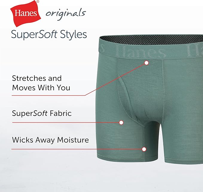 Hanes Ultimate Hanes Originals Ultimate Supersoft Boys' Boxer Brief Underwear, Assorted, 5-Pack