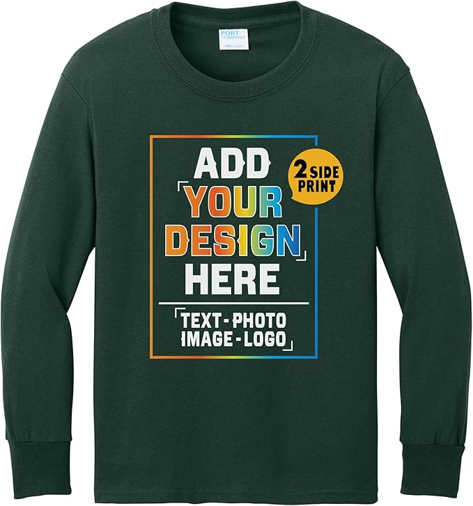 TEEAMORE Custom Front & Back Print T-Shirt Hoodie Sweatshirt Long Sleeve Tank Top with Your Image for Men Women Kids Baby