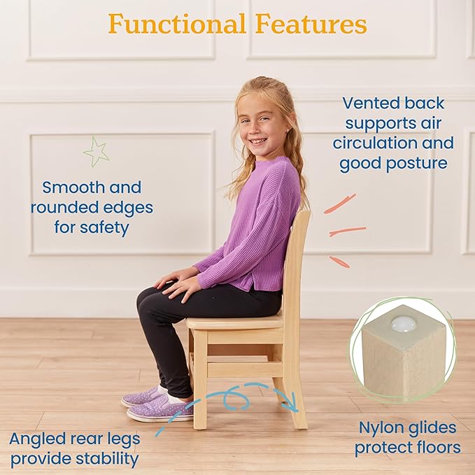 ECR4Kids 24in x 36in Rectangular Hardwood Table and Chair Set, 12in Seat Height, Kids Furniture, Antique White