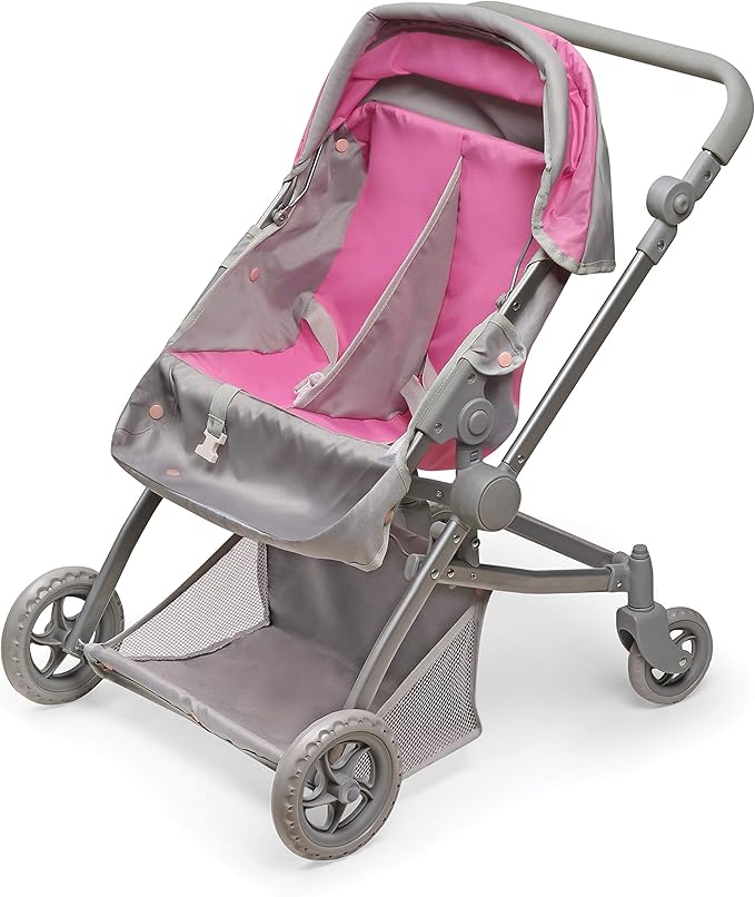 Badger Basket Voyage Twin Carriage Doll Stroller for 18 to 20-Inch Dolls with Rotating Pram Handle and Storage Features – Perfect for Little Mommies on The Go!