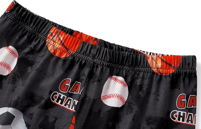 Tebbis Pajamas For Boys Fun Baseball Navy Blue Short Sleeves & Pants 2-Piece PJs Set Kid Comfy Sleepwear Size 6-18