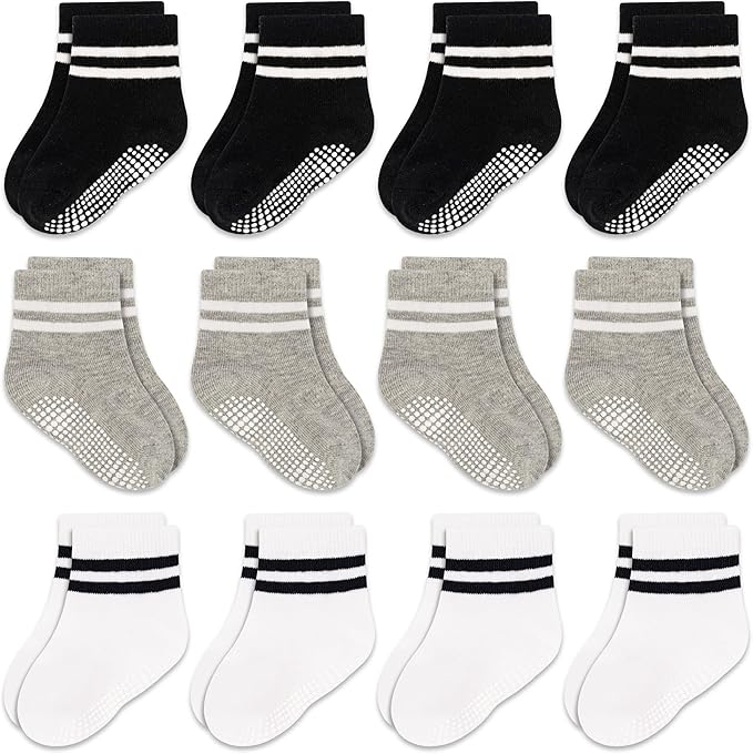 GRPSKCOS Baby Socks Non Slip 12 Pairs Toddler Anti Skid Socks for 0-7 Years Infants Little Kids Boys Girls