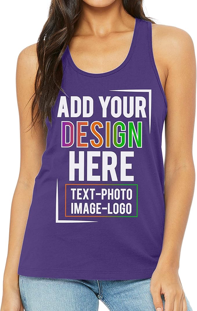 TEEAMORE Custom Front & Back Print T-Shirt Hoodie Sweatshirt Long Sleeve Tank Top with Your Image for Men Women Kids Baby