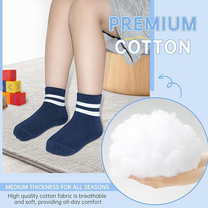 GRPSKCOS Baby Socks Non Slip 12 Pairs Toddler Anti Skid Socks for 0-7 Years Infants Little Kids Boys Girls