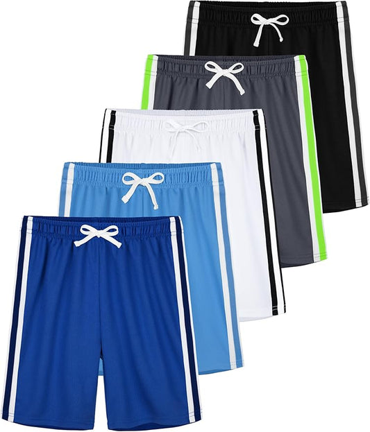 5 Pack Boys Shorts Boys Athletic Basketball Mesh Kids Soccer Gym Shorts Clothes Quick Dry Active Sports Shorts