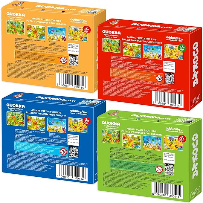 QUOKKA Puzzles for Kids Ages 4-6 - Set of 4x60 Jigsaw Puzzles for Toddlers 3-5 - Animals Toys for Children 6-8 yo - Gift Educational Game for Boys & Girls