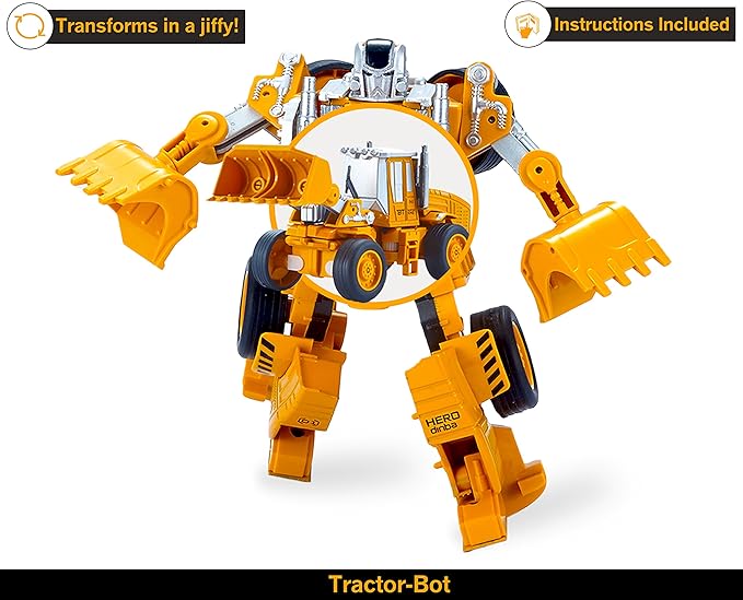 Big Mo's Toys Tractor Robot Construction Set- 5 pcs TransTruck Transforming Tracktors to Robots STEM Action Figures DIY Set- Holiday, Birthday Gift Toys for Kids