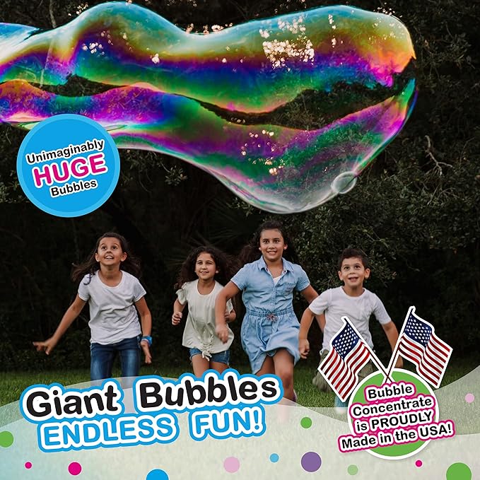 WOWMAZING Giant Bubble Kit: Space - Incl. Wand, 2 Big Bubble Concentrate Pouches and 8 Glow-in-The-Dark Stickers | Outdoor Toy for Kids, Girls | Bubbles Made in The USA - Space Kit