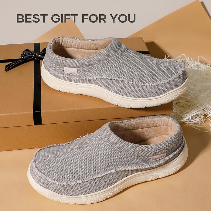 Zigzagger Men's Slip On Moccasin Slippers, Indoor/Outdoor Warm Fuzzy Comfy House Shoes, Fluffy Wide Loafer Slippers