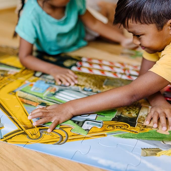 Melissa & Doug Building Site Floor Puzzle, 48 pc Jumbo Jigsaw Puzzle, Educational Screen Free Activity for Toddler, Preschoolers and Kids Ages 3+ (2 x 3 Feet) - FSC Certified