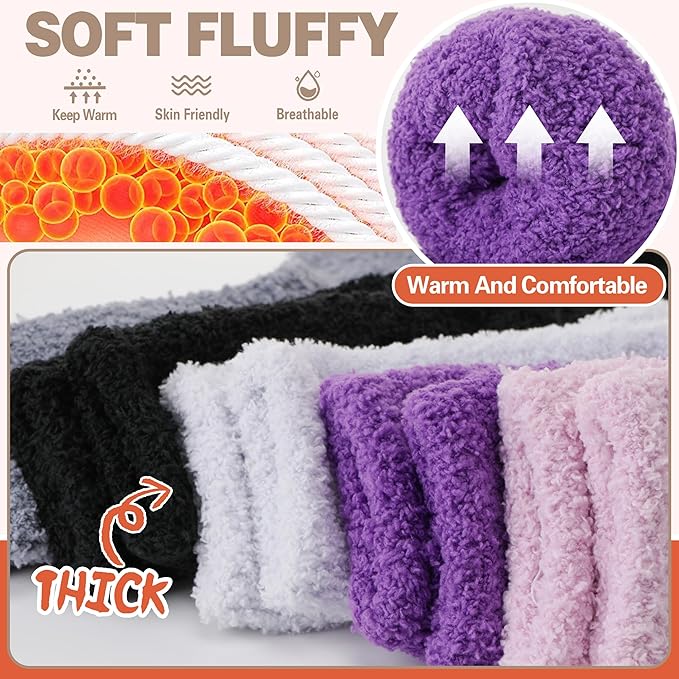 Fuzzy Socks Fluffy Thick Warm Winter Soft Cozy Plush Sleep Home Fleece Cabin Soft House Socks for Women Men