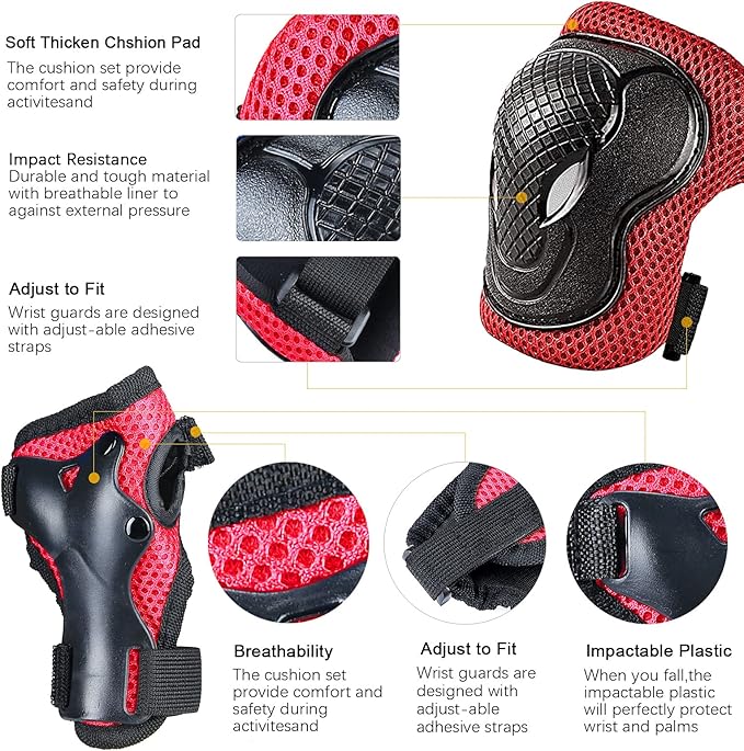 Kids Bike Helmet for 3-5-8-14+ Age Girls and Boys, Kids Helmet with Knee Pads Elbow Pads Wrist Guards,Ventilation Multi-Sport Scooter Roller Skate Rollerblading Skateboarding Climbing Cycling