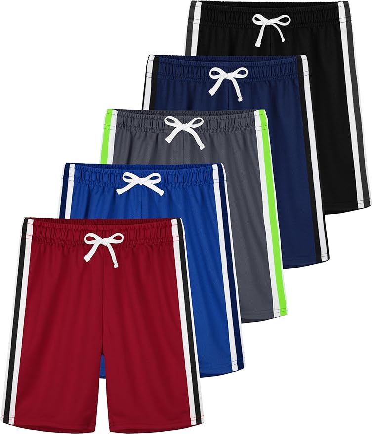 5 Pack Boys Shorts Boys Athletic Basketball Mesh Kids Soccer Gym Shorts Clothes Quick Dry Active Sports Shorts