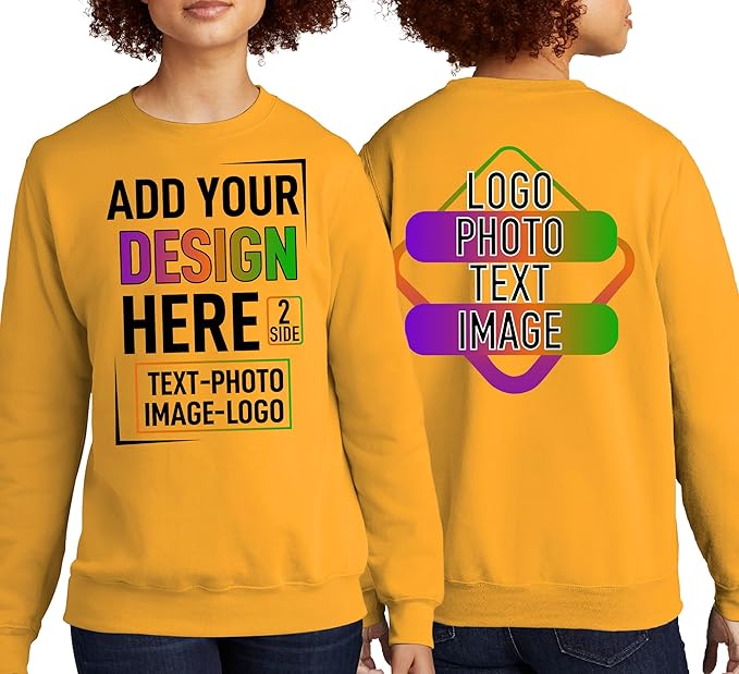 TEEAMORE Custom Front & Back Print T-Shirt Hoodie Sweatshirt Long Sleeve Tank Top with Your Image for Men Women Kids Baby