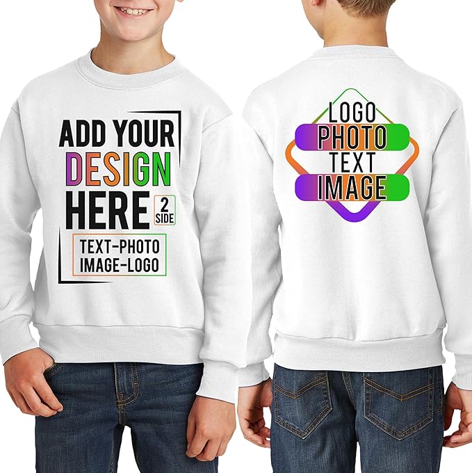 TEEAMORE Custom Front & Back Print T-Shirt Hoodie Sweatshirt Long Sleeve Tank Top with Your Image for Men Women Kids Baby