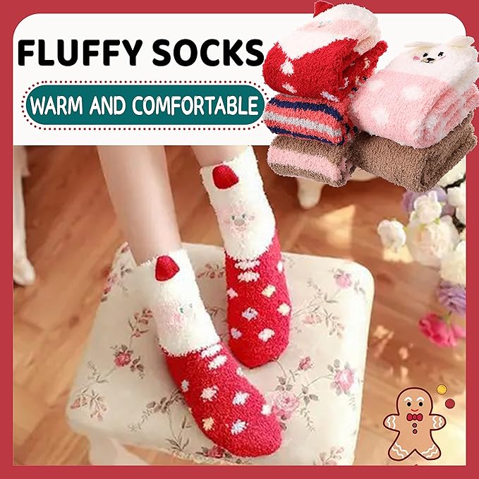 ProEtrade Fuzzy Socks for Women Teen Girls Fluffy Christmas Cozy Slipper Cabin Soft Winter Warm Fleece Socks