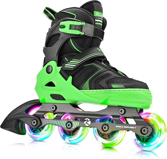 Kuxuan Skates Adjustable Inline Skates for Boys Girls, Kids Roller Skates Ages 4-12 with Light Up Wheels, Teen Skates for Beginner Women