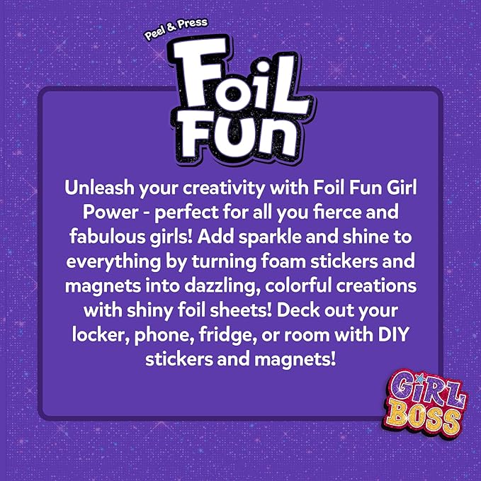 Skillmatics Foil Fun - Girl Power, 20+ DIY Foil Art Magnets, Mess-Free Craft Kit, 60+ Foam Stickers, Creative Activity for Girls, Kids, Tweens, Teens (Ages 7-13), Gifts, Travel, Party Favor
