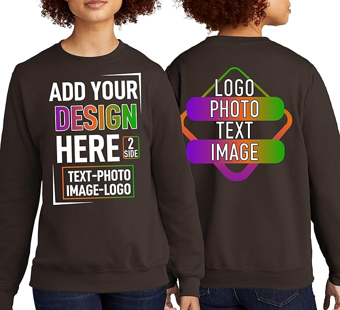 TEEAMORE Custom Front & Back Print T-Shirt Hoodie Sweatshirt Long Sleeve Tank Top with Your Image for Men Women Kids Baby