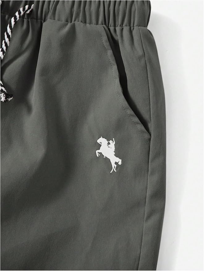 Floerns Boy's 2 Pcs Bandana Shorts Boho Paisley Graphic Print Drawstring Waist Summer Beach Drip Shorts with Pockets