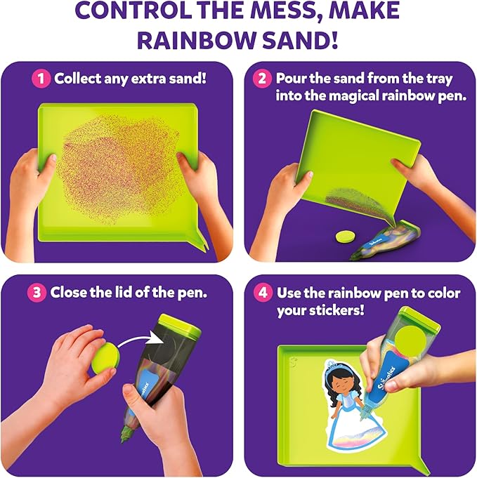 Skillmatics Sand Art Activity - Mess-Controlled DIY Unicorn & Princess Craft Kit with 50+ Colorful Stickers, Creative Arts & Crafts for Kids, Fun Hands-On Activity, Gifts for Ages 4, 5, 6, 7, 8, 9, 10