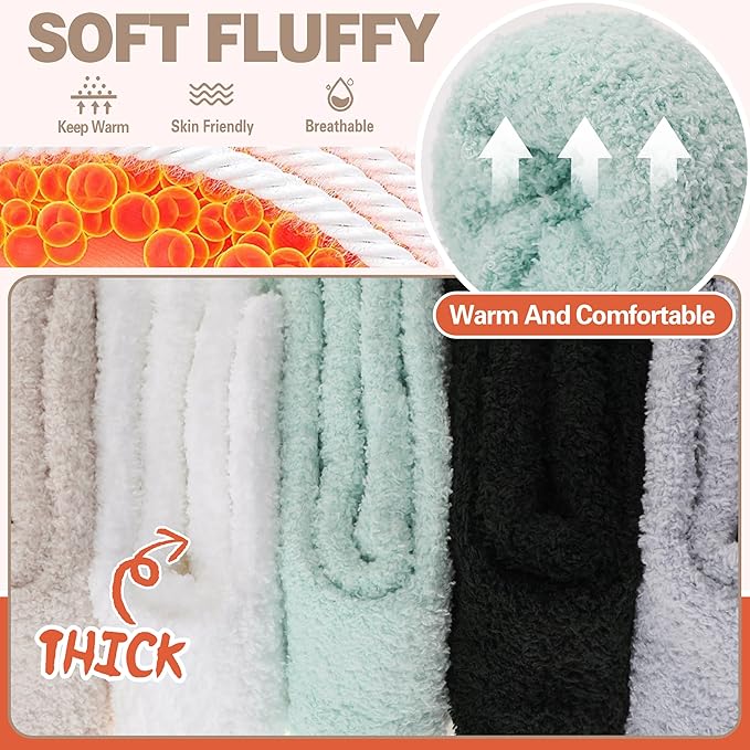 Fuzzy Socks Fluffy Thick Warm Winter Soft Cozy Plush Sleep Home Fleece Cabin Soft House Socks for Women Men